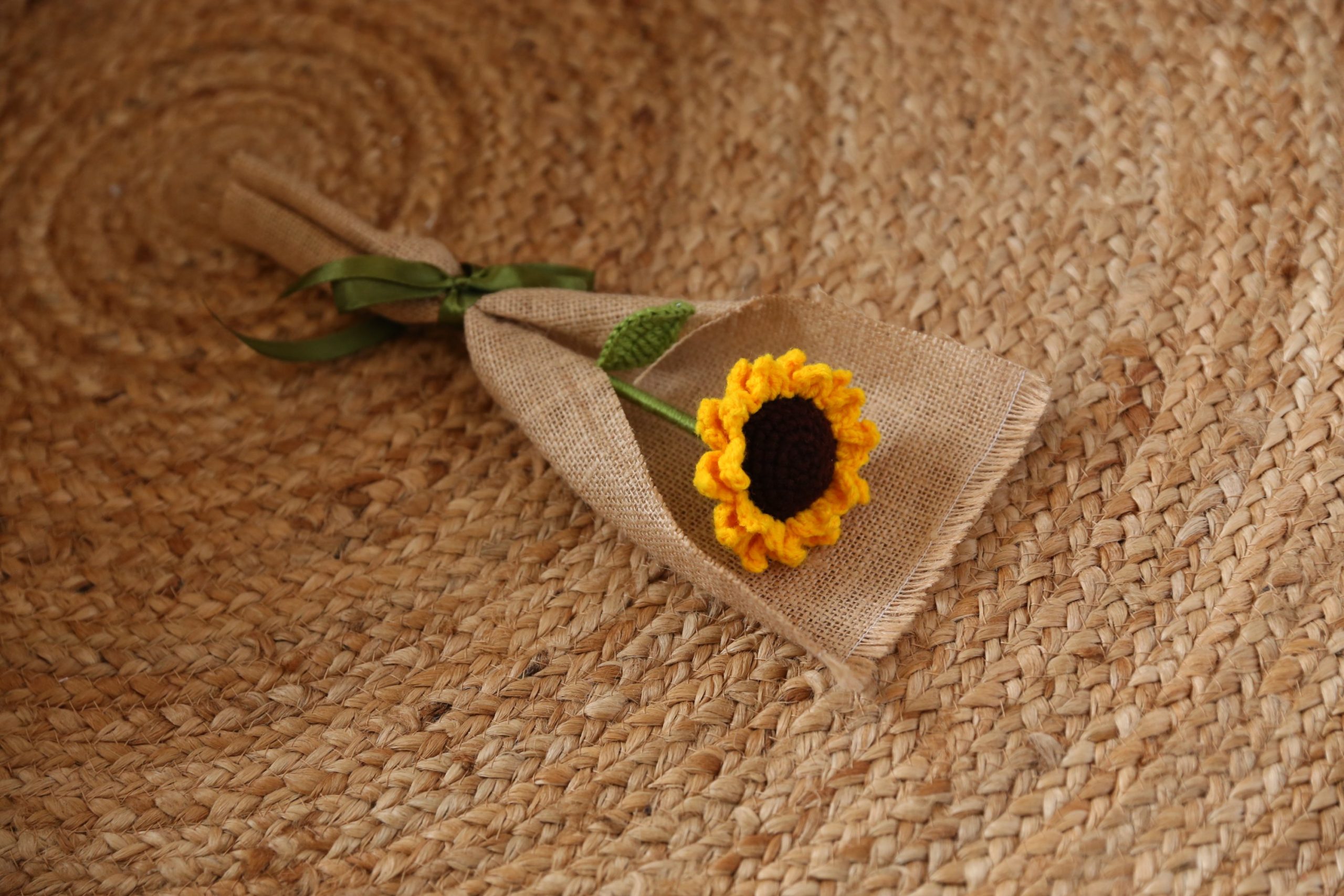 Handmade Crochet Single Sunflower Bouquet