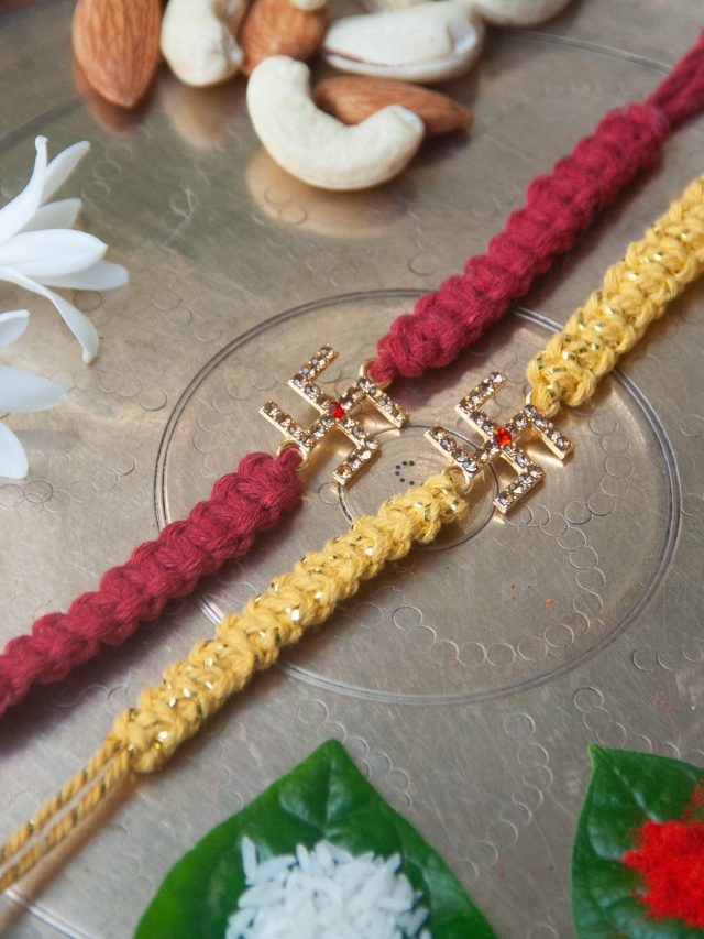 Macrame Swastik Rakhi (Set of 2)